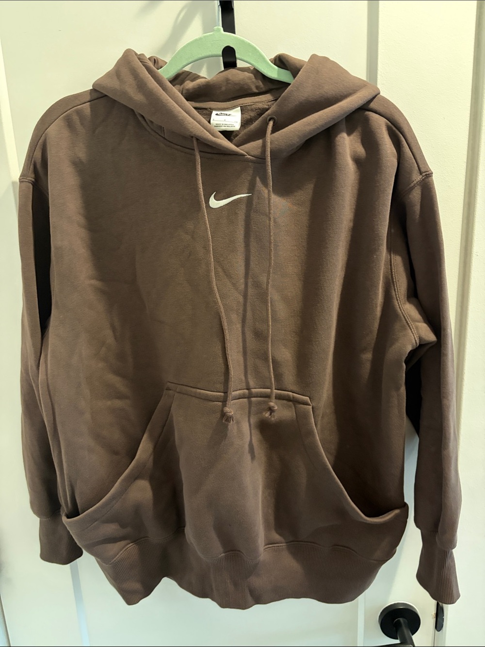 Nike Brown Pullover Hoodie with White Swoosh